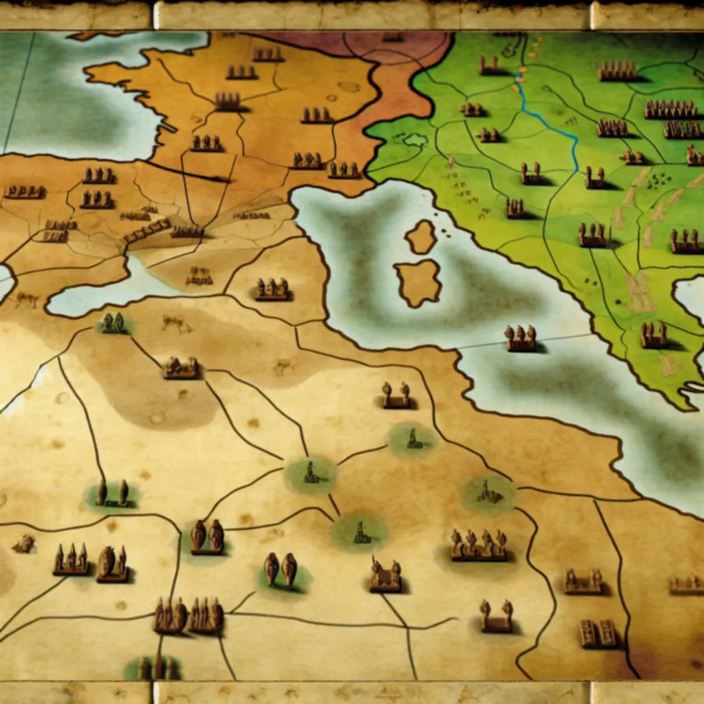 Map showing province control strategies with merchant positions and legion placements